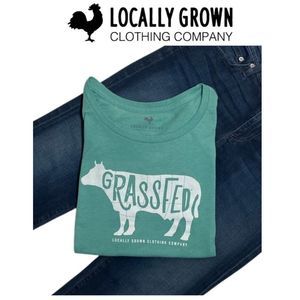 Locally Grown Clothing Co Green & White Grass fed Graphic Organic Cotton Tee